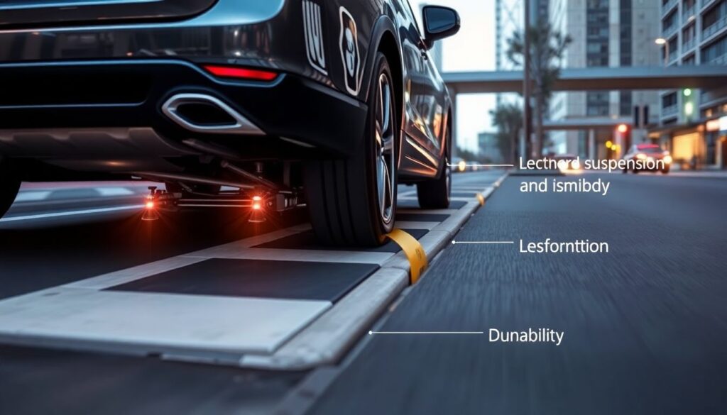 Сравнение работы подвески на лежачих полицейских - иллюстрация