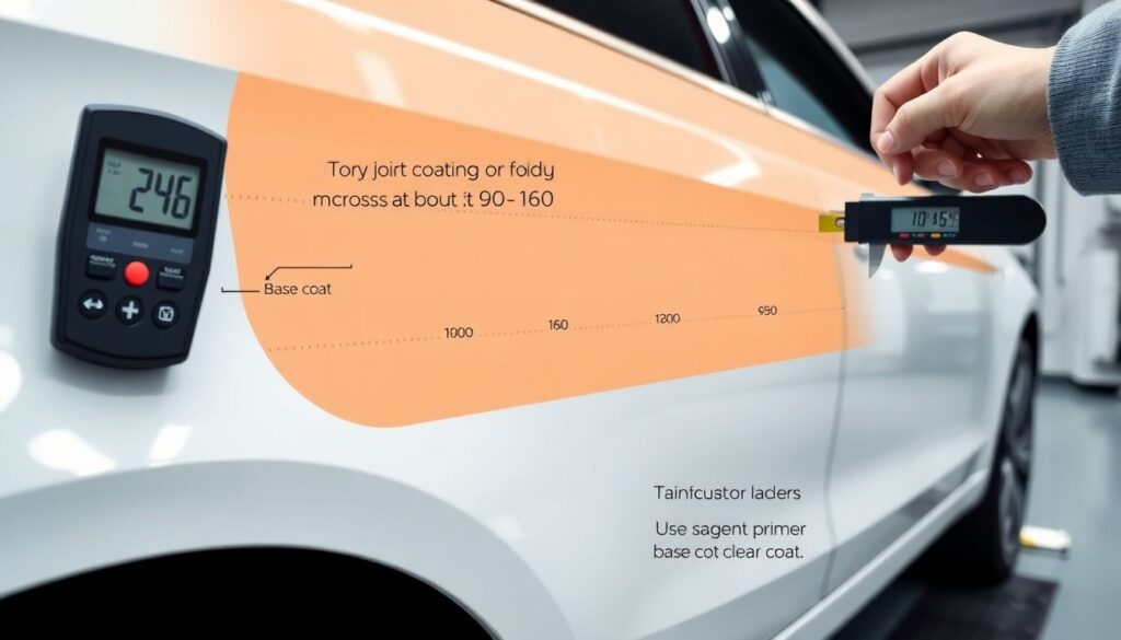 Сравнение толщины лакокрасочного покрытия - иллюстрация